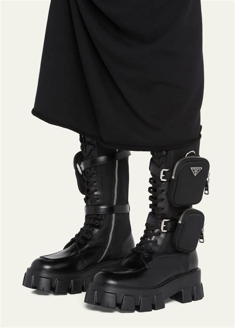 prada women's monolith combat boots|monolith gabardine boots.